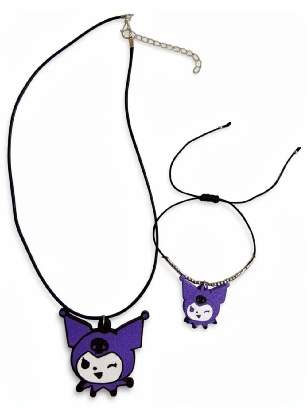 Kuromi Inspired Purple & Black Character Jewelry Set